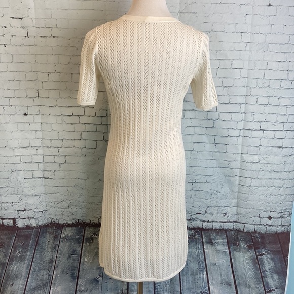 A.L.C. Soft Knit Open Knit Dress Cream White Sz S Designer Bride Bridal Vacation - Picture 12 of 16